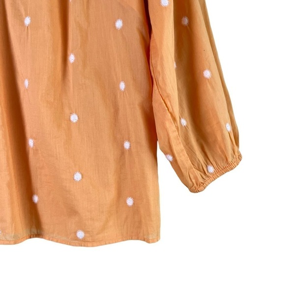 Talbots‎ Embroidered Polka Dots Popover Top in Orange Lightweight Cotton, Small - Picture 5 of 9